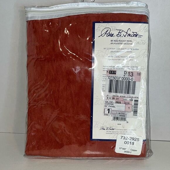 Park B Smith Cleopatra Rod Pocket Curtain Panel Copper 57”X 84” NEW Window Cover - Picture 4 of 6